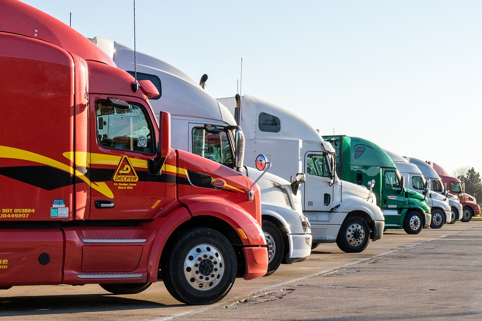 Service trucks parked in a row